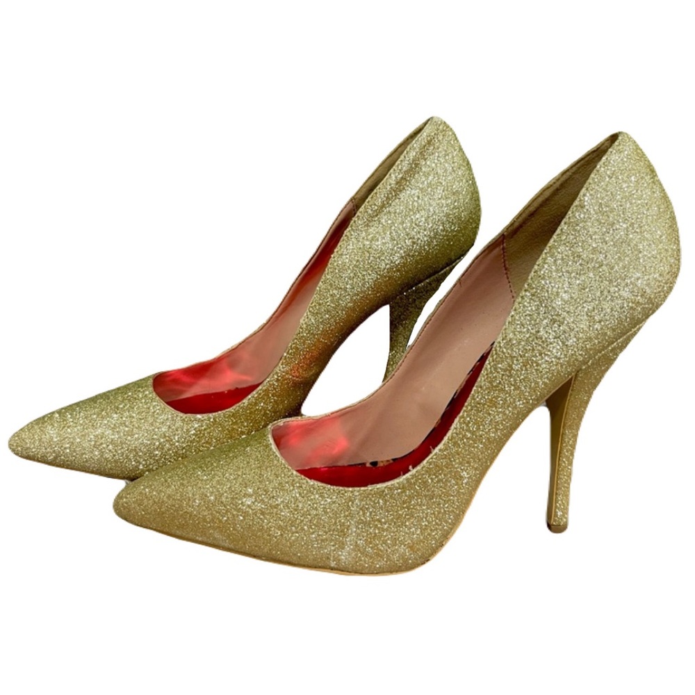 Frederick's Of Hollywood Size 10 Gold Sparkle Glitter Heels